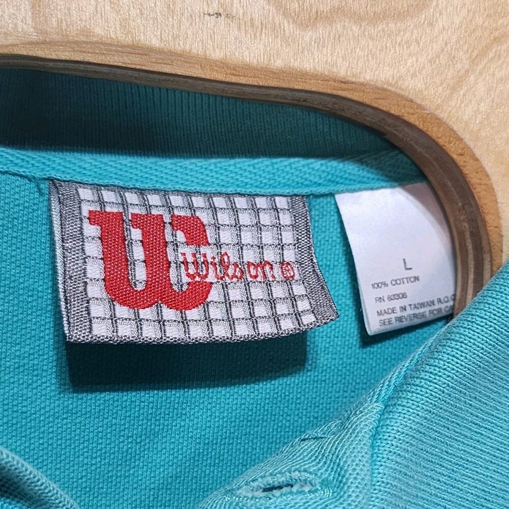 Vintage Wilson Men's Sports short sleeve Polo Aqua teal 90's Large L - Picture 6 of 6